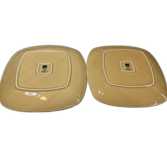 2 Bohemian Paisley 222 Fifth Spice Road Fine Porcelain 11" Square Dinner Plates - Picture 2 of 3